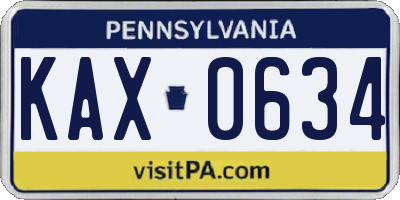 PA license plate KAX0634