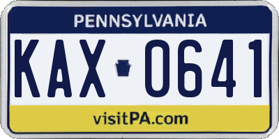 PA license plate KAX0641