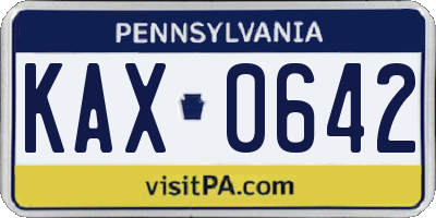 PA license plate KAX0642