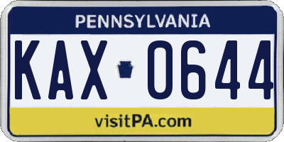 PA license plate KAX0644