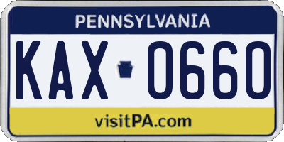 PA license plate KAX0660
