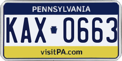 PA license plate KAX0663