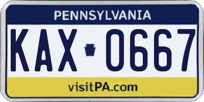 PA license plate KAX0667