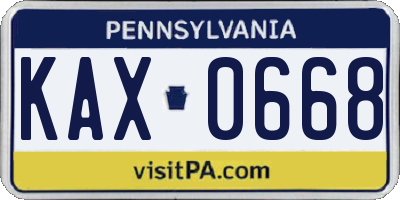 PA license plate KAX0668