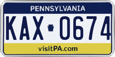 PA license plate KAX0674