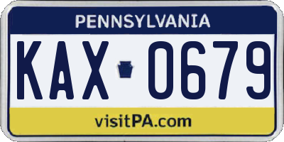 PA license plate KAX0679
