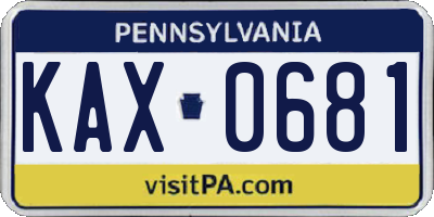 PA license plate KAX0681