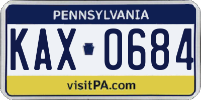 PA license plate KAX0684