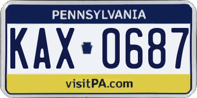 PA license plate KAX0687