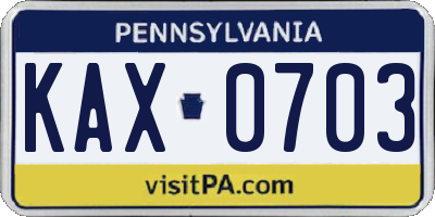 PA license plate KAX0703