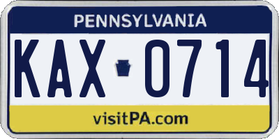 PA license plate KAX0714