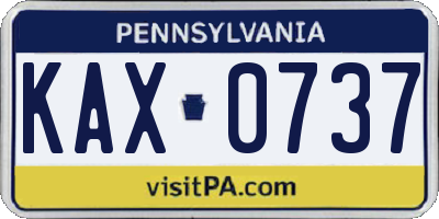 PA license plate KAX0737