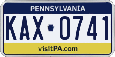 PA license plate KAX0741