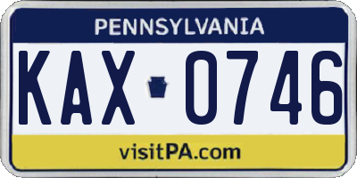 PA license plate KAX0746