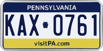 PA license plate KAX0761