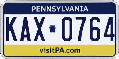 PA license plate KAX0764