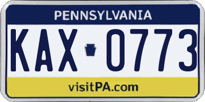 PA license plate KAX0773