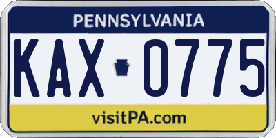 PA license plate KAX0775