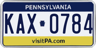 PA license plate KAX0784