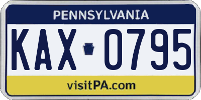 PA license plate KAX0795