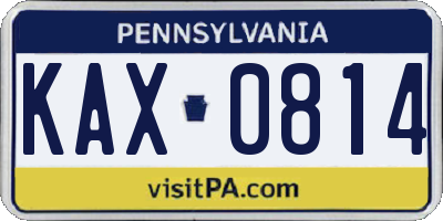 PA license plate KAX0814