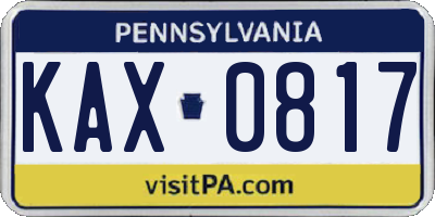 PA license plate KAX0817