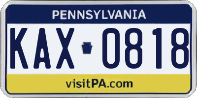 PA license plate KAX0818