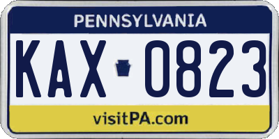 PA license plate KAX0823