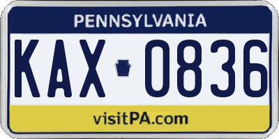 PA license plate KAX0836