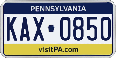 PA license plate KAX0850