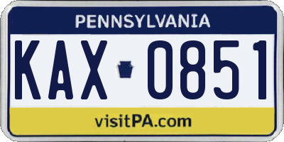 PA license plate KAX0851