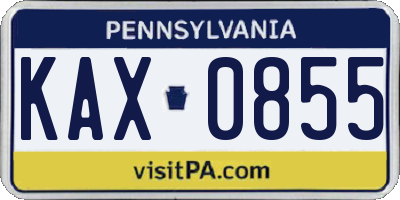 PA license plate KAX0855