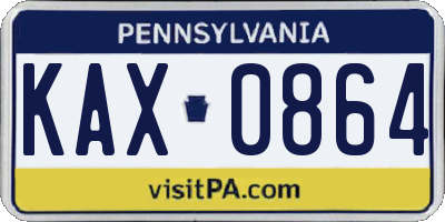 PA license plate KAX0864
