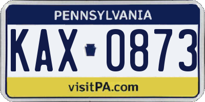 PA license plate KAX0873