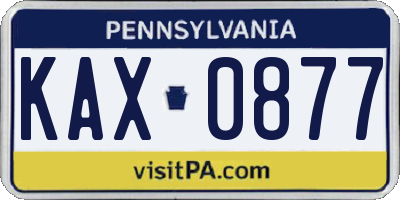 PA license plate KAX0877