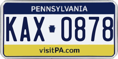 PA license plate KAX0878