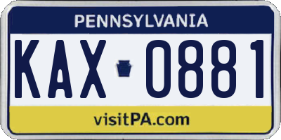 PA license plate KAX0881
