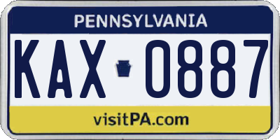 PA license plate KAX0887