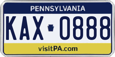 PA license plate KAX0888