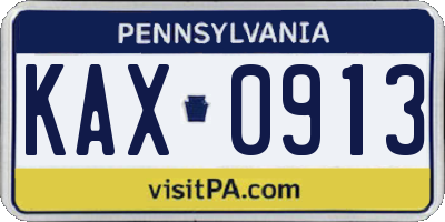 PA license plate KAX0913