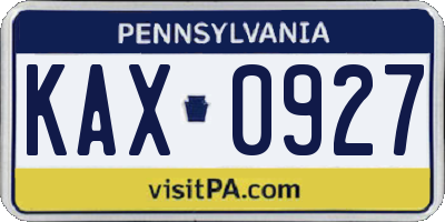 PA license plate KAX0927