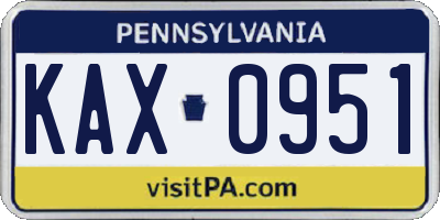 PA license plate KAX0951