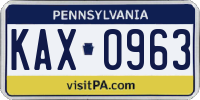 PA license plate KAX0963