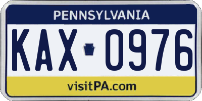 PA license plate KAX0976