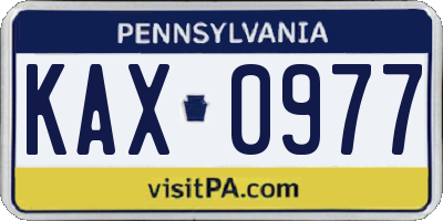 PA license plate KAX0977