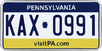 PA license plate KAX0991