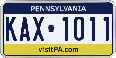 PA license plate KAX1011