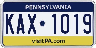 PA license plate KAX1019
