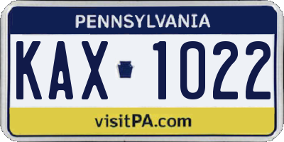 PA license plate KAX1022