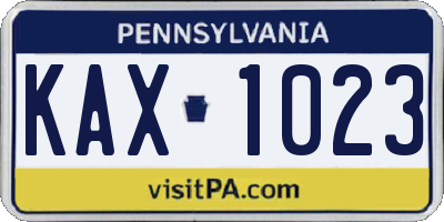 PA license plate KAX1023